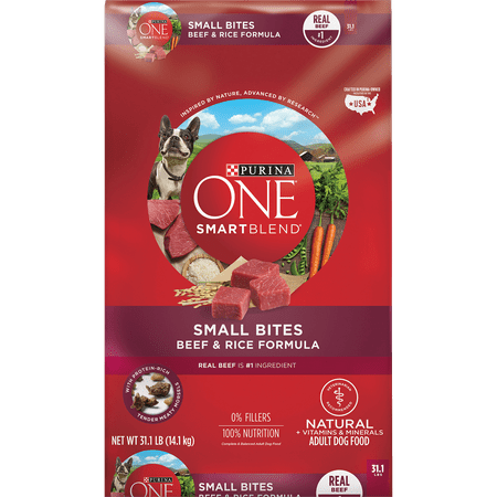 Purina ONE Natural Dry Dog Food; SmartBlend Small Bites Beef & Rice Formula - 31.1 lb.