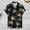 thumbnail image 7 of Summer Hawaiian Print Button Down Shirt for Women Floral Open Front Casual Blouse Short Sleeve Turn Down Collar Black L, 7 of 7
