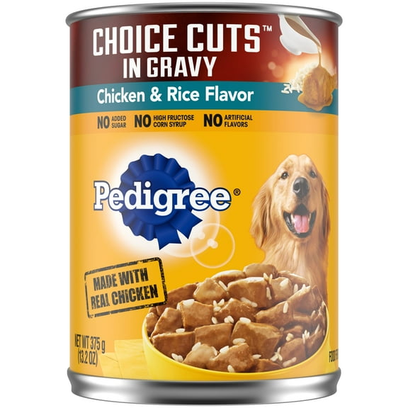 Pedigree Choice Chicken & Rice Cuts In Gravy For Adult Dogs Wet Dog Food , 13.2 Oz Cans (12 Pack)
