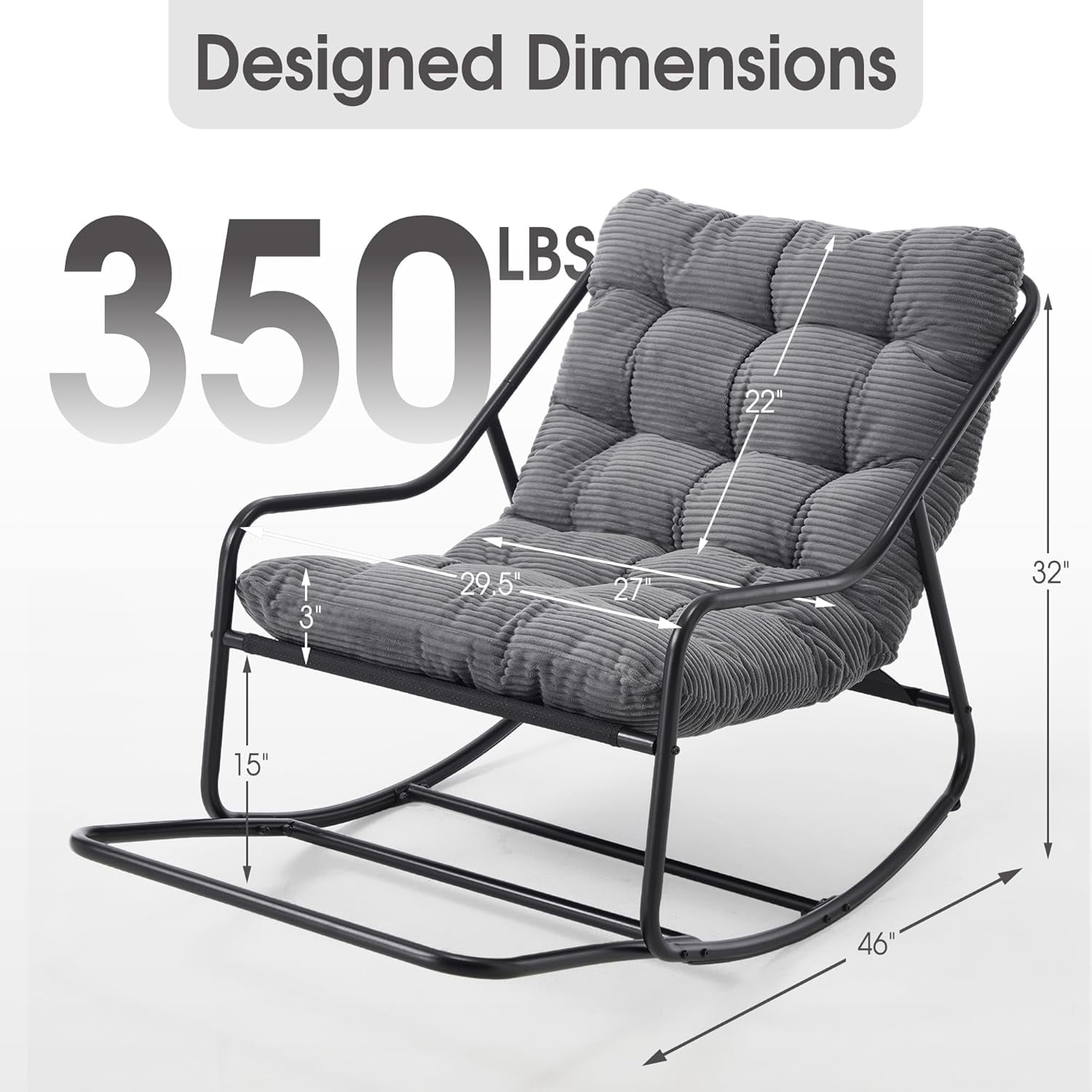 MOONMISS Rocking Chair with Soft Comfy Thick Cushion,Indoor/Outdoor with Footrest,Beige