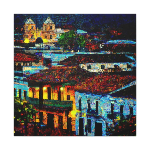 Colonial Pointillism Scene - Canvas