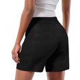 thumbnail image 6 of Women's Soft Fabric Elastic Waist Shorts, Natural Waist Tummy Smoothing with Drawstring, Casual Lounge Wear, Perfect for Summer, Errands, or Home, Versatile Pull-On | CSEONE,Black 2XL, 6 of 9