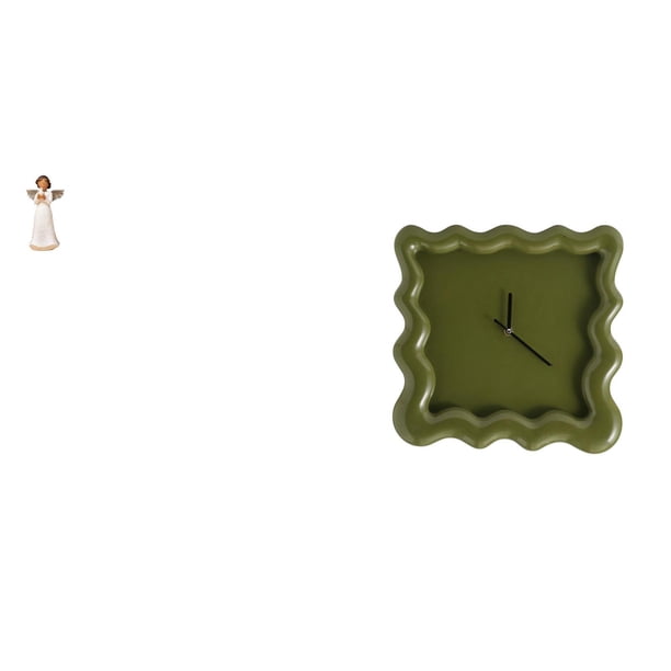 Reloj de pared con figura de ángel de resina, estatua cuadrada silenciosa sin , coleccionable, decoración para el hogar, adecuado para dormitori