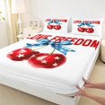 thumbnail image 3 of Manfei Love Freedom Print Twin Sheet Sets,Cute Stars Bowtie Ribbon Twin Fitted Sheet,Red Sweet Cherry Flat Sheet For Girls Teens,Breathable Home Decor,3 Pieces, 3 of 7