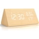 thumbnail image 1 of Reloj despertador digital de madera, reloj digital con repetición/fecha/temperatura y humedad - bambú, 1 of 5