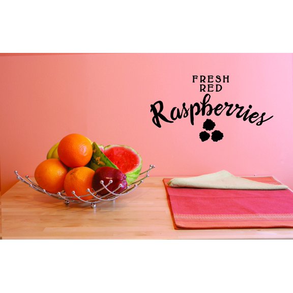 Custom Decals Fresh Red Raspberries Wall Art Size: 10 Inches x 20 Inches