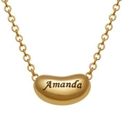 Personalized Women's Gold or Rhodium Plated Engraved Name Bean Necklace