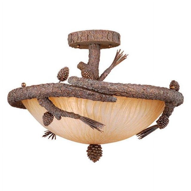 Vaxcel International AS-CFU220PT Aspen 22 in. Semi-Flush Mount - Pine Tree