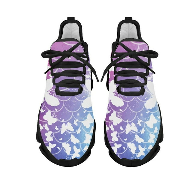 Zapatos deportivos planos para mujer, con punta redonda, transpirables y resistentes a la suciedad, de diseño con diseño de mariposas, para primavera y otoño, calzado para exteriores.