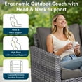 thumbnail image 3 of Unnifurnzi Outdoor Patio Couch Wicker Sofa-All Weather 3-Seater Rattan Patio Sofa High Back Outdoor Couch for Porch Deck Balcony Garden-Gray/Gray, 3 of 7
