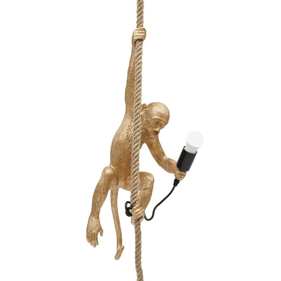 Vintage Resin Hemp Rope Monkey Pendant Light Chandelier Industrial Retro Ceiling 72cm