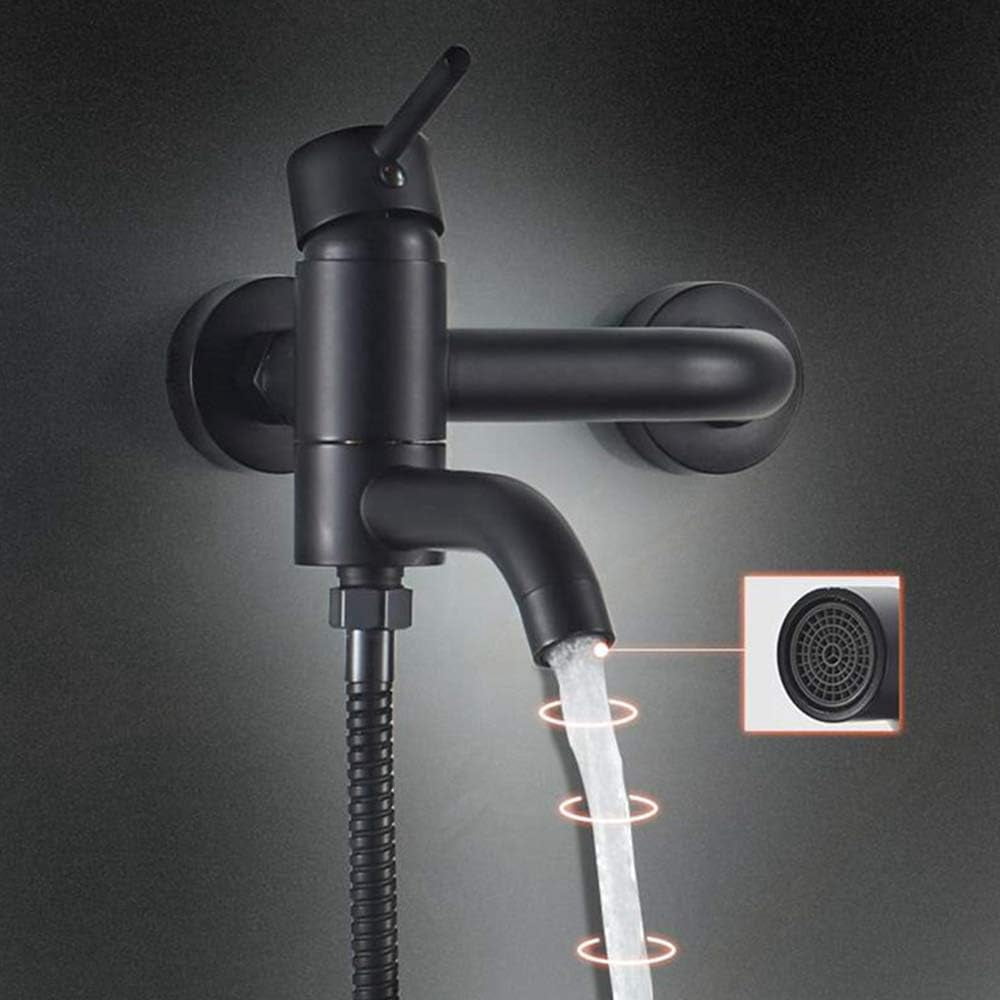 Bathroom Brass Bath Shower Mixer Tap Black Bathtub Faucet Shower Tap System with 180° Adjustable Handheld Shower Head and Swivel Bathtub Spout