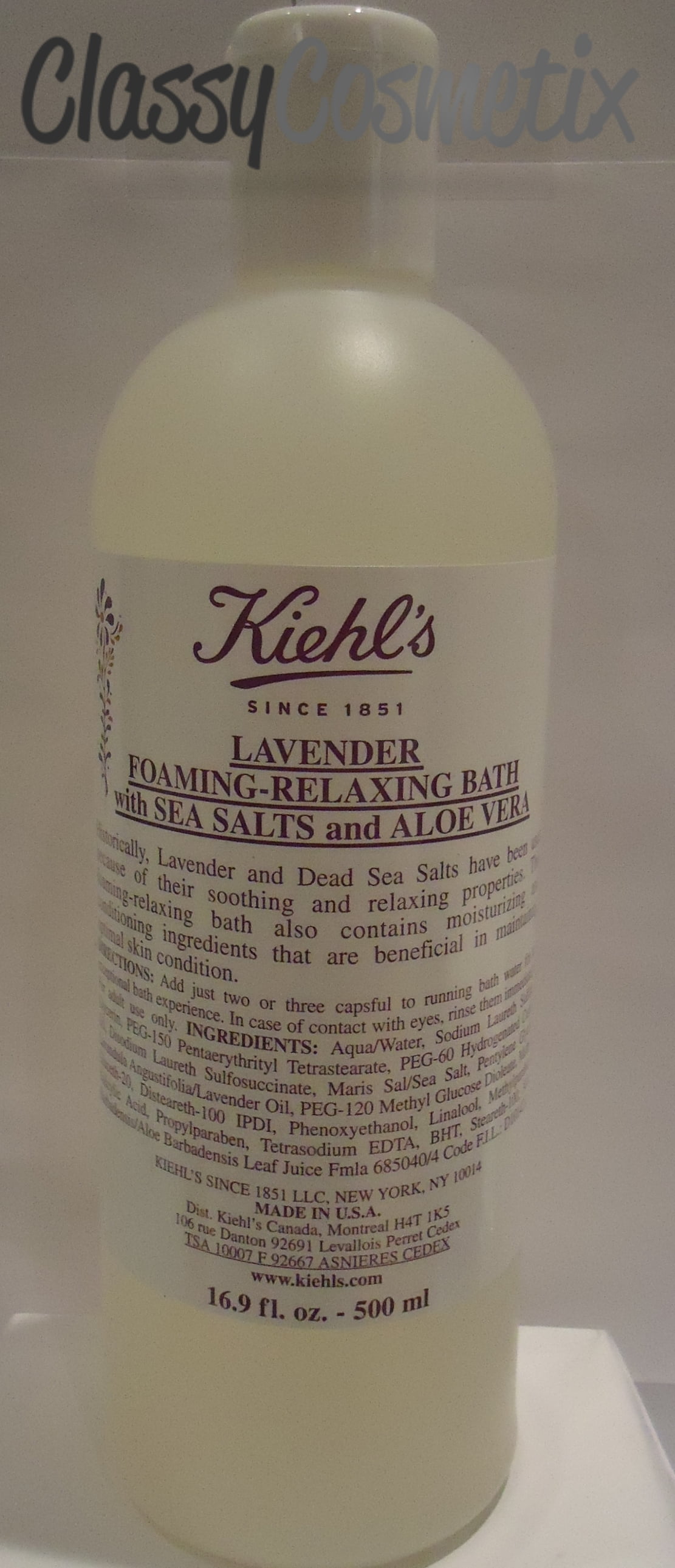 Kiehl's Lavender Foaming Relaxing Bath with Sea Salts & Aloe Full Size 16.9oz