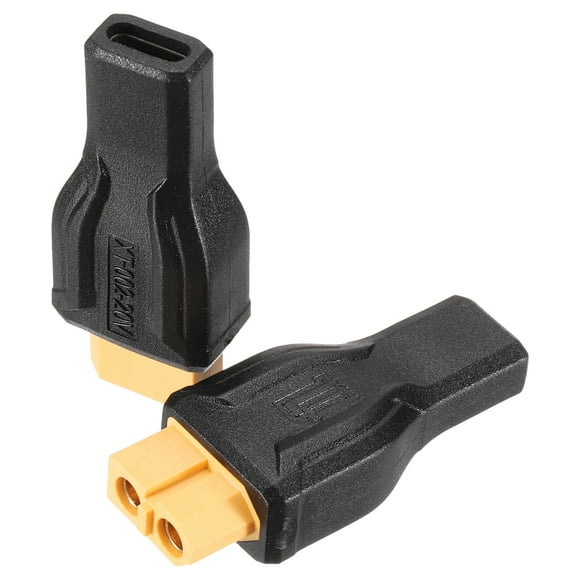 Adaptador XT60 de 2 piezas Uxcell, adaptador inalámbrico de XT60 hembra a USB-C hembra, conectores XT60 inalámbricos para modelos RC, almacenamiento de energía, monitoreo de energía