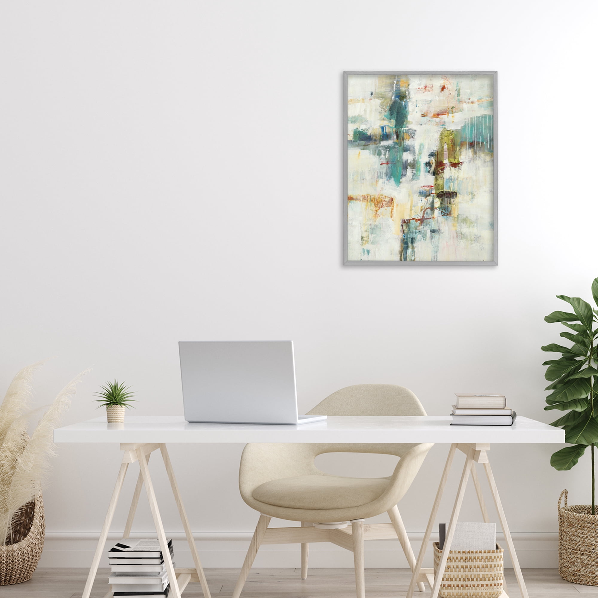 Stupell Industries Dynamic Paint Drips Gray Framed Giclee Art, design by Lisa Ridgers