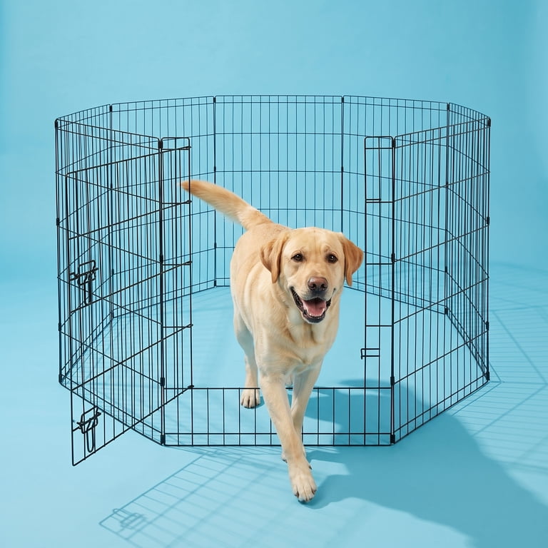 Vibrant Life 8-Panel Wire Playpen for Pets, Black, 36