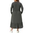 thumbnail image 3 of Agnes Orinda Women's Plus Size Easter Dress Long Sleeve Tiered A Line Dresses with Pockets 3X Gray, 3 of 5