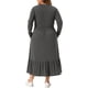 thumbnail image 3 of Vestido de Día de la Madre y Pascua para Mujeres de Talla Grande Agnes Orinda, con Mangas Largas, Diseño en Capas, Corte A y Bolsillos, 4X Gris, 3 of 5