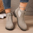 thumbnail image 3 of Pandaie Ankle Boots for Women Low Heel Round Toe Chelsea Short Booties Suede Slip on Fall Winter Casual Work Shoes Pink 9, 3 of 8