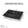 thumbnail image 4 of FLINE | Combo parrilla de gas y Campana Acero Inoxidable | negra 80 cm| vidrio templado y acero negro| 5 quemadores | Controles boton | OS5BR80, 4 of 5