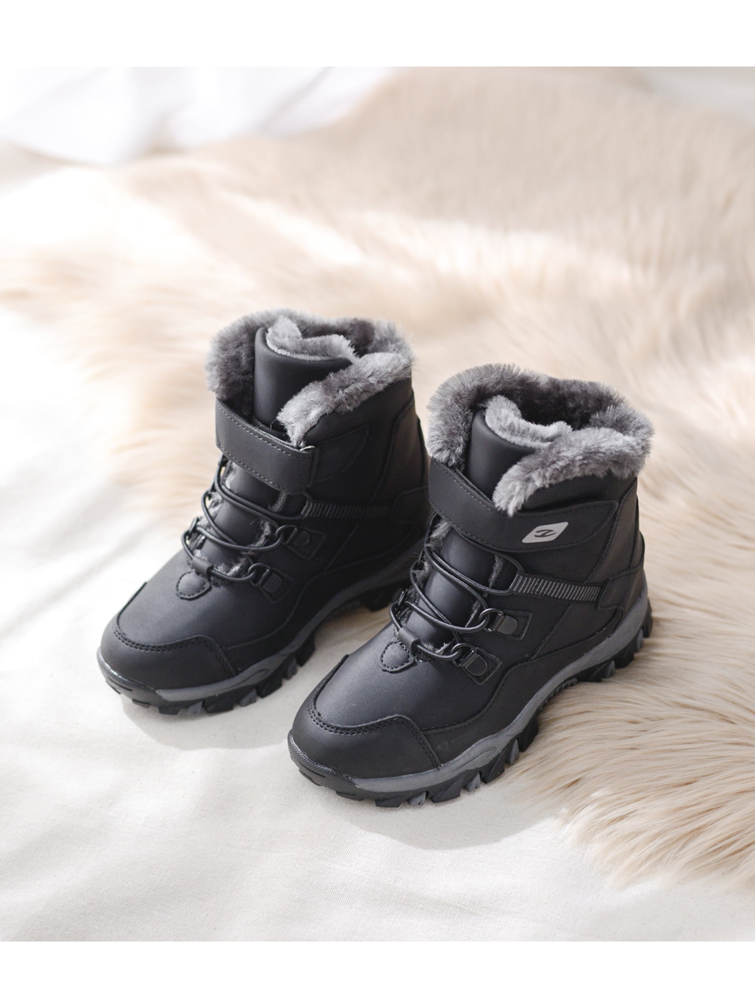 Boys Waterproof Snow Boots Faux Fur 