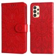 thumbnail image 2 of Wallet Case for Samsung Galaxy A14 5G, Exquisite Flower Embossed Pattern Magnetic Clasp PU Leather Flip Folio Cover with Kickstand Card Slots Holder Soft Silicone Shockproof Case,Red, 2 of 8