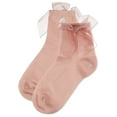 thumbnail image 5 of MeMoi Girls Tulle-Bow-Trimmed Mercerized Cotton-Rich Ankle Sock - Girls - Female, 2, Blush, 5 of 6