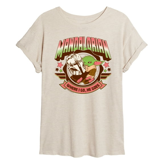 Star Wars - The Mandalorian Mando Collegiate  - Womens Oversized Graphic T-Shirt