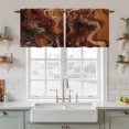 thumbnail image 2 of Brown Marble Tier Curtains, Ombre Abstract Striped Mottled Aesthetic Light Filtering Kitchen Curtains, 2Pcs Rod Pocket Half Window Treatments Panels for Sink Cafe Cabinet Camper 27.5x36 Inches, 2 of 9