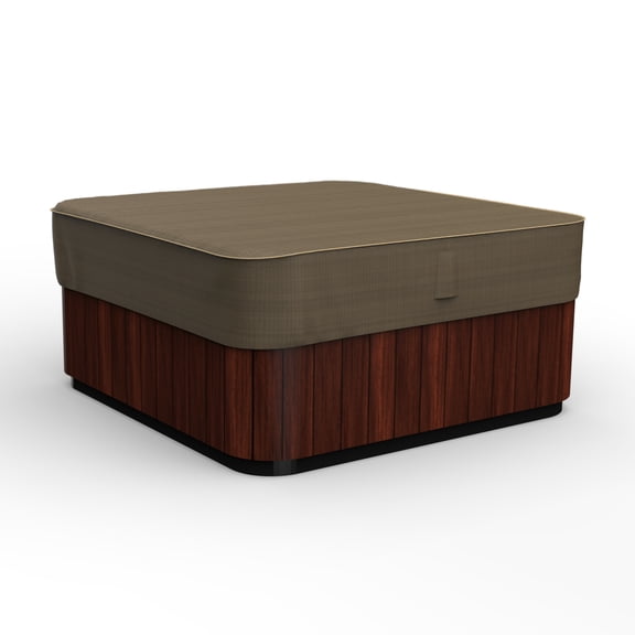 Budge Medium Black and Tan Patio Square Hot Tub Cover, StormBlock™ Hillside