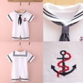 thumbnail image 5 of BemeyourBBs Baby Boy Girl Sailor Outfit Short Sleeve Striped Marine Navy Romper Bodysuit Jumpsuit Summer Party Casual Clothes, 5 of 7