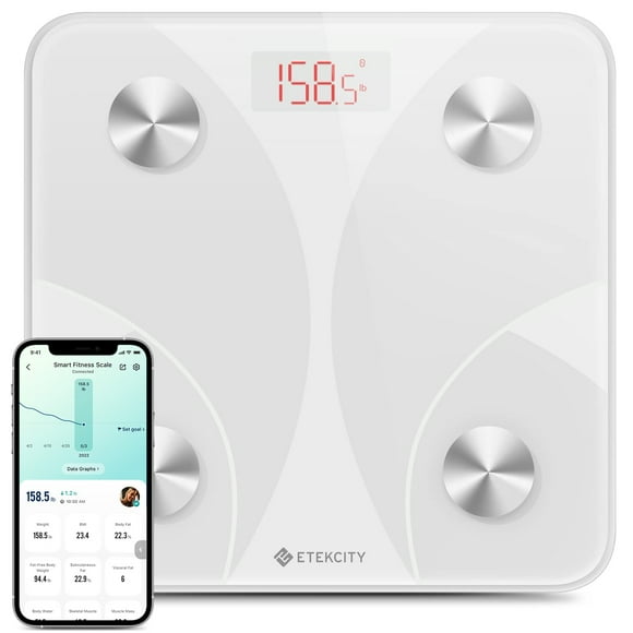 Etekcity Balance pour le Poids Corporel, Balances Numériques Intelligentes pour Salle de Bain avec Graisse Corporelle et Poids de l'Eau pour les Personnes, Machine d'Analyse de Corps Électronique Bluetooth BMI, 400lb