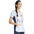 thumbnail image 4 of Tooniforms Scrubs Top For Women V-Neck Print TF780, L, Find Joy, 4 of 6