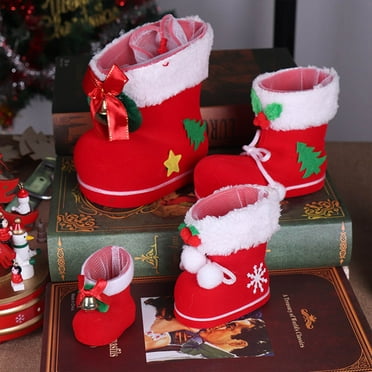 Toddmomy 2Pcs Multi-Color Boot-Shaped Christmas Stockings For Candy Holding And Decoration 13.0*5.9*2.7In