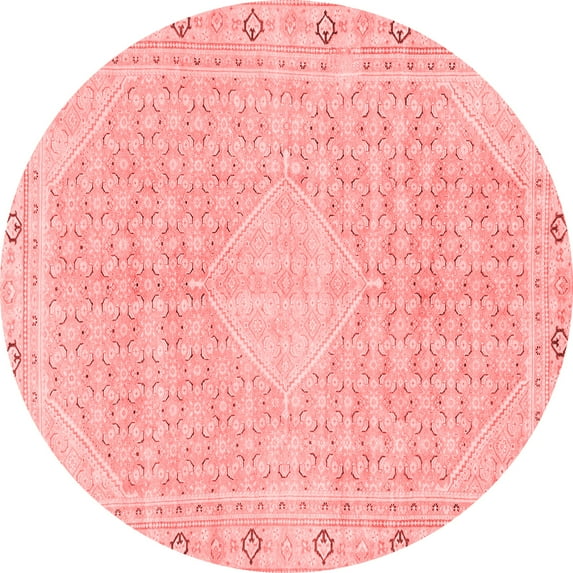 Ahgly Company Indoor Round Abstract Red Modern Area Rugs, 5' Round