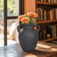 thumbnail image 3 of Sagebrook Home Black Boho Terracotta Vase - Amphora-Style Decorative Flower Holder for Home, Office & Living Room - 9" Black, 3 of 12