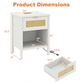 thumbnail image 3 of Giantex Rattan Nightstand, Wood Bedside End Table w/USB Ports for Bedroom, White, 3 of 9