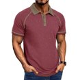 thumbnail image 2 of BiZtdJrK Mens Contrast Collar Polos Lightweight Moisture Wicking Golf Shirt Raglan Short Sleeve Collared T-shirt Sales of Today Red S, 2 of 8