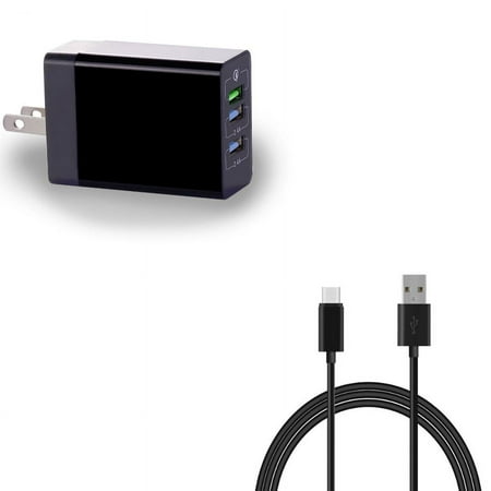 6.8Amp 34W Home Charger w Power Cord Type-C 6ft USB Cable G8L for Samsung Galaxy Tab S5e 10.5 S4 10.5 Note 10 Plus A 10.1 (2019) Fold A20 A10e - Sony Xperia 5 10 Plus 1 - Xiaomi Redmi Note 7