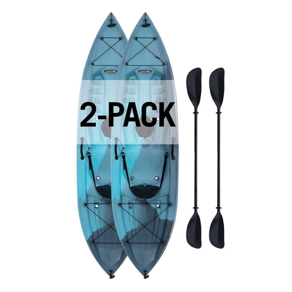 Lifetime Tamarack Angler 10 ft Sit-On-Top Fishing Kayak with Paddle, Arctic Fusion, 2 Pack (91340)
