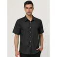 thumbnail image 3 of INSPIRE CHIC Men's Short Sleeves Polka Dots Button Down Shirt Black 42, 3 of 7