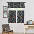 thumbnail image 4 of Kitchen Window Curtains Valance and Tier Set, Country Wildflower Green Leaves Rod Pocket Tier Curtain Valance Set, Vintage Floral Herb on Blue Light Filtering Cafe Curtains for Bedroom Living Room, 4 of 9