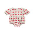 thumbnail image 1 of AMERTEER Bébé Fille Été Romper Manches Courtes Coeur Saint Valentin Romper Tenue Rouge 18-24 Mois, 1 of 8