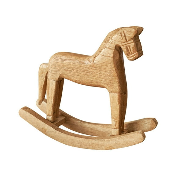 Leojiow Handmade Wooden Rocking Horse Toy Mini Desktop Rocking Horse Decoration Desktop Ornament Home Decoration Orange 19X16Cm