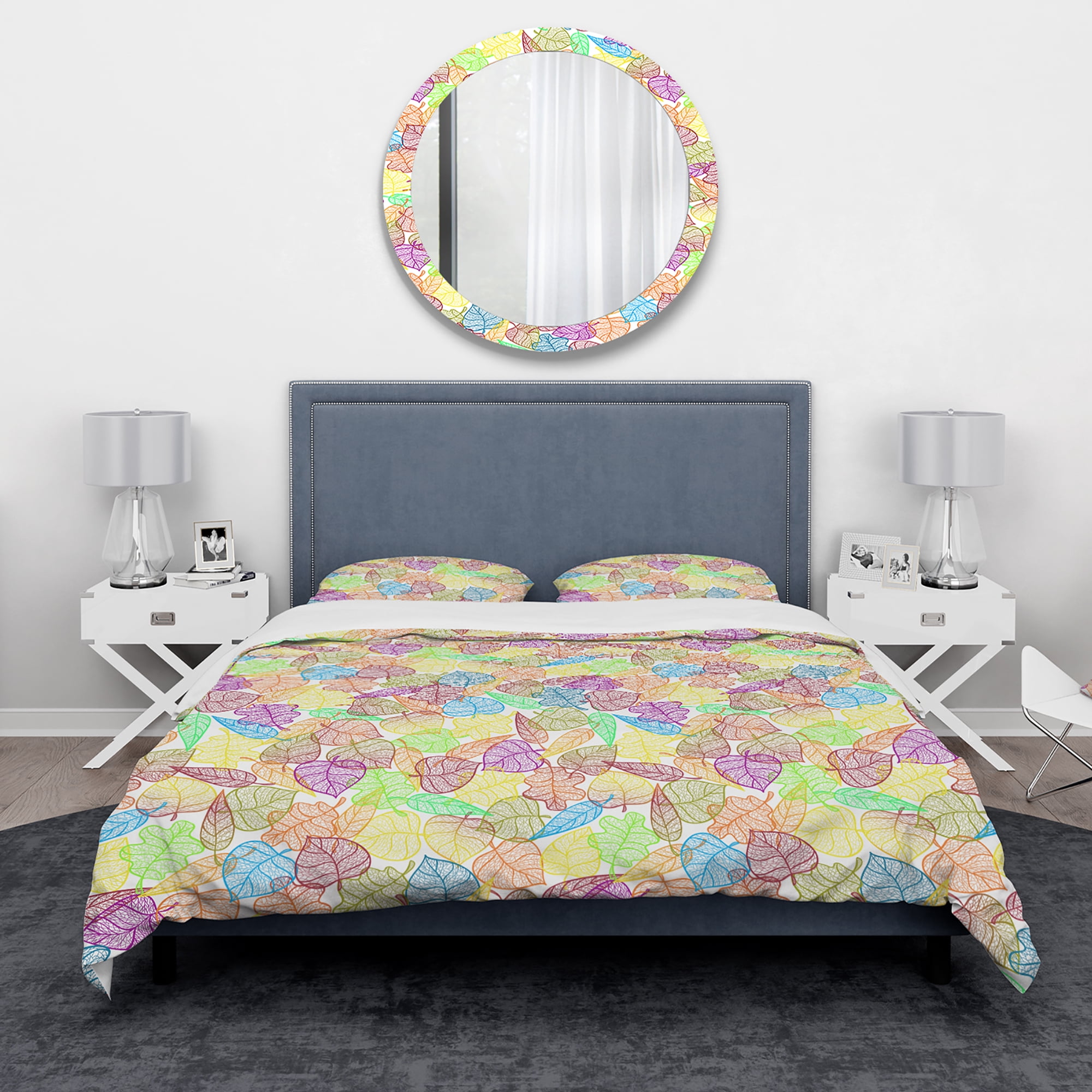 Designart 'Autumn Transparent Leaves Pattern' Modern & Contemporary Duvet Cover Set