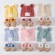 thumbnail image 4 of Classical Style Baby Newborn Infant Hat and Socks Set Soft Stretchy for Daily Use Cute Ear Pattern Hat Bear Head Socks Yellow, 4 of 4