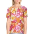 thumbnail image 1 of Alfred Dunner Womens Floral Short Sleeve Shirt Medium Orange multi, 1 of 2