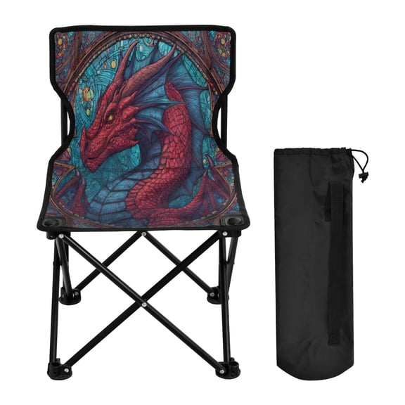 Folding Chair Camping Chair For Camping Picnicking Outdoor Beach and Travel Red Magical Dragon King