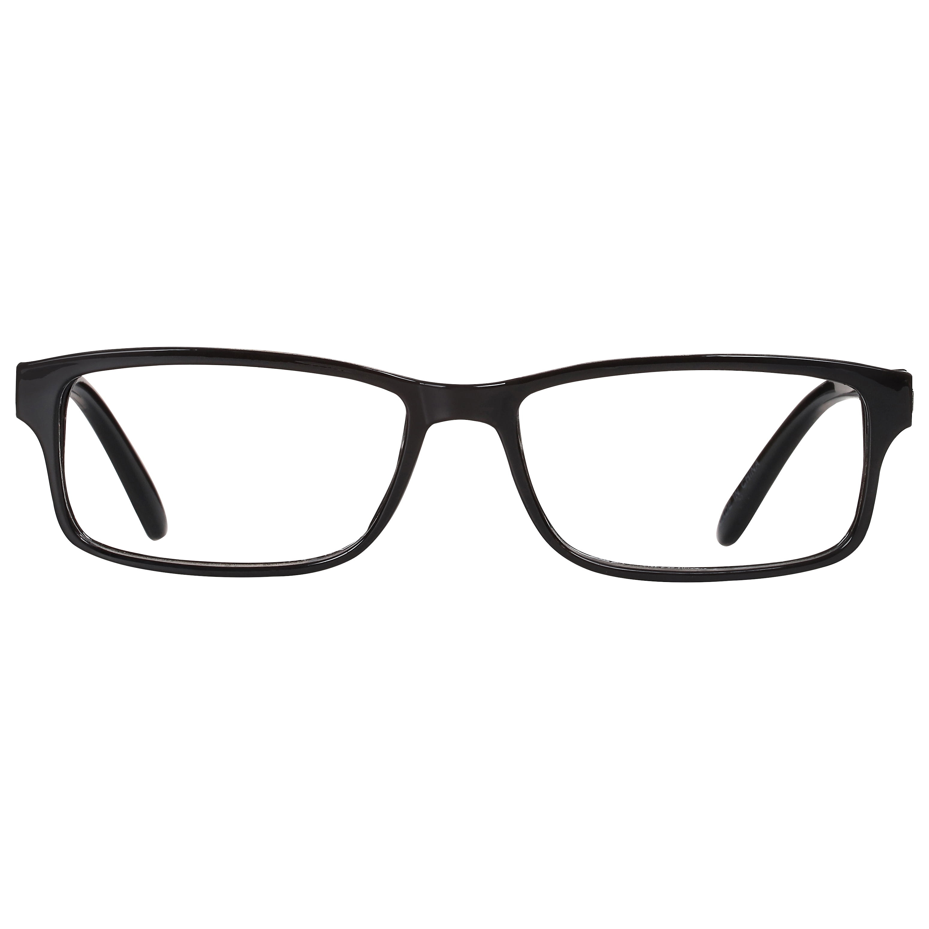 (2 pack) M+ Mens Rectangular Plastic Reading Glasses 2.50 Frazier in Classic Black