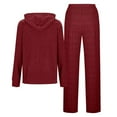 thumbnail image 6 of Travel Sets for Women New Loungewear Sets for Women Long Sleeve Hoodie Two Piece Outfits Drawstring Elastic Wide Leg Pants Sweatsuit Wine XL, 6 of 7